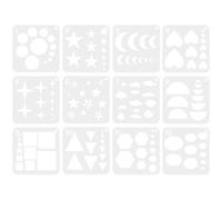 WRITWAA 12 Pochoirs de Formes Géométriques en Plastique - Ensemble de Modèles de Dessin et Peinture pour Garçon et Filles - Pochoirs Étoiles, Fleurs et Motifs Irréguliers - Kit Créatif