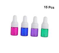 WRITWAA 15pièces Flacons Verre Pipette Verre Bouteilles Vides Colorées Pour Huile Essentielle Parfum Et Échantillons Pour Voyage Et Diy