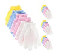 WRITWAA 16 Paires Mitaines Exfoliantes pour Corps Double Face en Nylon pour Douche Spa à Cinq Doigts pour Hommes et Femmes pour Bain