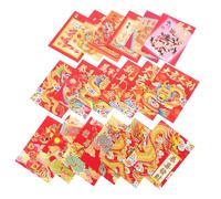 WRITWAA 18 Pcs Lot de Enveloppes Rouges Chinoises de Année Du Dragon Paquets Chanceux pour Motifs Traditionnels Festifs Format Standard Décorations Nouvel An Chinois