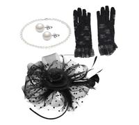WRITWAA 1ensemble Fascinator Chapeau Avec Voile Et Ensemble De Bijoux Perles Pour Femmes Accessoires Élégants Pour Tea Party Mariage Et Événements Spéciaux