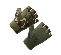 WRITWAA 1paire De Cyclisme Antidérapants à Demi-Doigts pour Hommes De Sport Tactiques Camouflage Vert Anti-coupures Et Confort Optimal pour Activités Extérieures