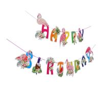 WRITWAA 1pièce Bannière Anniversaire Hawaïenne Papier Coarse Décoration Suspendue Tropicale Flamant Ananas Cactus pour Fête Fourniture pour Table et Mur