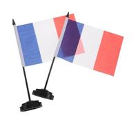 WRITWAA 2 Ensembles Mini Drapeau de Table Français en Polyester Résistant avec Hampe Noire de 28cm, Décoration Pratique et Vive pour Événements Football 2026 et Bureau