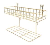 WRITWAA 2 Étagères Murales Grillagées 2 Paniers Suspendus en Fil Métallique Doré Panneau Mural à Grille Métallique Organisateur Mural Polyvalent Cuisine et Bureau