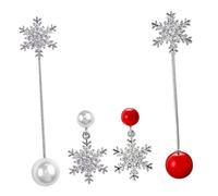 WRITWAA 2 Paires Boucles Doreilles Pendantes Asymétriques Perles Élégantes Légères et Stylées Bijoux Femme pour et Fêtes Rouge et Blanc