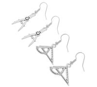 WRITWAA 2 paires Boucles Oreilles Pendantes Créatives Architecte Compas et Règle pour Femme Alliage Léger Accessoire Mode Polyvalent pour Tenue Décontractée et Occasions Spéciales
