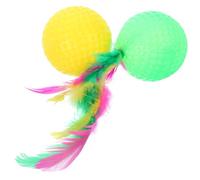 WRITWAA 2 Pcs Jouets pour Chat en Latex avec Queues en Plumage, Balles en Mousse Stimulantes pour Renforcer Le Lien Entre Propriétaire et Chat Couleur Aléatoire