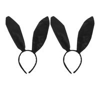 WRITWAA 2 Pièces bandeau d'oreille hallowen déguisement sexyoys cosplayer accessoire fete cosplay de lapin bandeau halloween noir oreilles de lapin casque d'les tissu satiné