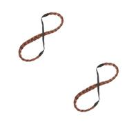 WRITWAA 2 pièces Bandeau Élastique Tressé Synthétique Large Fausse Natte Accessoire Cheveux Femmes et Filles Naturel