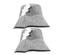 WRITWAA 2 Pièces Bonnet De En Feutre Chapeau De Sauna Grand Hommes Chapeaux De Bain Pour Sauna Chapeau De Sauna En Laine Filles Portable Bonnets De Bain Grey