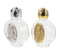WRITWAA 2 Pièces Bouteille d'eau Bénite en Verre Borosilicaté, Motif | Bouchon Rose à Vis, Fermeture Étanche, Format Portable, pour Chapelle, Voyage et Offrande