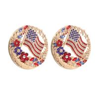 WRITWAA 2 Pièces Broche Drapeau Américain Ornée de Cristaux, Alliage, Pin