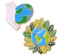 WRITWAA 2 Pièces Broche Émaillée Terre Durable Badge Éducatif Garçon Fille Accessoire Décoratif pour Vêtements Sacs Trousse Sensibilisation Environnementale