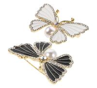 WRITWAA 2 Pièces Broche Femme Lot de Épingles Métalliques Cristal Perles pour Mariage et Décoration Quotidienne Accessoires Mode Élégants pour Vêtements et Écharpes