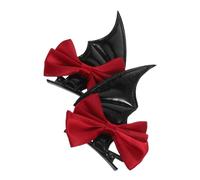 WRITWAA 2 pièces Clips Cheveux Halloween Chauve Souris Noirs et Rouges Accessoires Diables Fins et Filles Style Mystérieux et Ambiance Festive