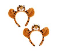 WRITWAA 2 Pièces Coiffe petit tigre en peluche mignon imitation velu Accessoire de costume pour filles Accessoire de costume animal bandeaux animaux bandeau d'oreilles animales Plastique