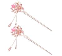 WRITWAA 2 Pièces Élégante Baguette Chinoise Cheveux Double Fleur en Alliage et Résine, Artisanale et Confortable, pour Célébrer les Traditions Anciennes