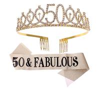 WRITWAA 2 Pièces Ensemble De Couronne D'anniversaire Ceinture à Paillettes Anniversaire Ceinture De Fête Ceinture Et Diadème D'anniversaire Pour Ceinture D'anniversaire Courroie Golden