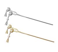 WRITWAA 2 Pièces Épingle à Cheveux Fleur De Perle En Forme De Tu Style Filles De Cheveux En Métal Baguettes De Cheveux Chinois Bâtons De Cheveux En Métal Alliage