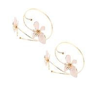 WRITWAA 2 Pièces Flower Arm Cuff Bracelets Elegant Wide Open Floral Bangles Handmade With Enamel Finish Adjustable Artistic Jewelry For Women Daily And Party Wear
