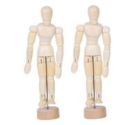 WRITWAA 2 pièces Mannequin Bois Articulé Joints Flexible pour Dessin et Décoration de Bureau Modèle Bois Naturel pour Créativité et Pratique Artistique