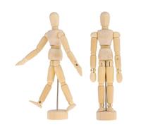 WRITWAA 2 Pièces Mannequin D'art en Bois Articulé pour Dessin Joints Flexibles, Modèle de Croquis Humain Beige pour Artistes et Espace de Vie