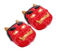 WRITWAA 2 Pièces Masque de Samouraï Japonerie Rouge en Plastique Cornes Réalistes, Décoration Polyvalente pour Sushi Bar, Masque de Déguisement Unique et Facile à Nettoyer pour Carnaval