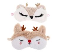 WRITWAA 2 Pièces Masque de sommeil masque pour les yeux enfants masque pour les yeux de fille couvre-yeux pour dormir faire la fête adulte bandeau en peluche Jeu Tissus en peluche