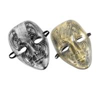 WRITWAA 2 Pièces Masque Intégral Vintage pour Déguisement Halloween Masque Vénitien Élégant Argent et Or Accessoire Unique pour Bal Masqué et Fête Costumée