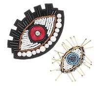 WRITWAA 2 pièces Patch à Coudre Yeux Appliqué Broderie Accessoires DIY pour Vêtements Sacs et Réparation Appliques Souples et Décoratives pour Couture