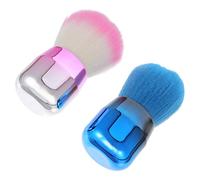 WRITWAA 2 Pièces Pinceau de Maquillage Set de Pinceaux à Fond de Teint et Blush avec Poignée Courte Application Précise et Douce Outils de Maquillage Round Head
