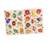 WRITWAA 2 pièces Puzzle Bois Montessori pour Garçon Fille Apprentissage des Fruits et Légumes Jeu Educatif Bois à Encastrement pour Coordination Main-oeil et Reconnaissance Alimentaire
