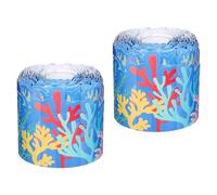 WRITWAA 2 Rouleaux Bordure Autocollante pour Tableau Noir en Papier Enduit Motif Corail, Étanche, Facile à Découper, pour Décorations de t Bureau
