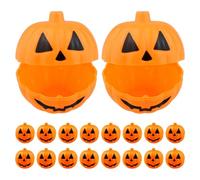 WRITWAA 20 Pièces Boîte à Bonbons Ouverture Supérieure Forme Citrouille Orange en Plastique Compacte et Légère pour Fêtes D'halloween et Goûters pour Garçon et Filles