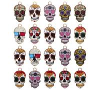 WRITWAA 20pièces Pendentifs Tête De Mort Pour Bijoux Faits Maison Breloques Forme De Crâne Accessoires Pour Colliers Et Boucles Oreilles