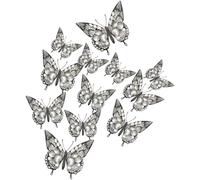 WRITWAA 24 Stickers Muraux en Papier Découpé Ajouré Argenté Décoration Murale 3D pour Mariage et Intérieur Ornement Léger Repositionnable pour Salon et Chambre