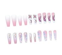 WRITWAA 24Pièces Faux Ongles Artificiels Design Cœur Et Ongles Appuient Dessus à Porter Pour Décoration Et Événements Spéciaux