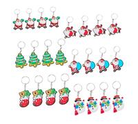 WRITWAA 24pièces Porte-clés Père Noël Silicone Pendentif de Noël pour Sac Voiture et Clés