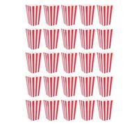 WRITWAA 25 Pièces Boîtes à Popcorn en Papier à Rayures Classiques Rouges et Blanches, Conteneurs Polyvalents pour Snacks et Apéritifs, Montage Facile, pour Cinéma et Sièges