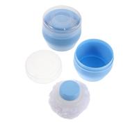 WRITWAA 2pcs Boîte à Poudre avec Houppette Portable en Plastique Bleu Ergonomique pour Usage Quotidien et Déplacements Efficaces pour Bébé et Parents