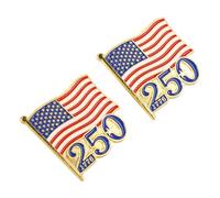 WRITWAA 2pcs Épinglettes du 4 Juillet en Alliage et Émail Rouge pour Fête de L'indépendance 250e Anniversaire Fixation Sécurisée pour Paquet et Vestes