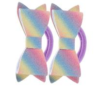 WRITWAA 2pièces Élastiques Cheveux Filles Noeud Pailletés Lot Pour Cheveux Épais Facile Utilisation Couleur Vive Pour Garçon Fille