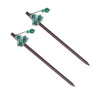 WRITWAA 2pièces Épingle à Cheveux Rétro Verte Perles Baguettes Classiques Pour Chignon Accessoire Style Ancien Pour Femmes Décoration Élégante Pour Cheveux Épais Et Mi-longs