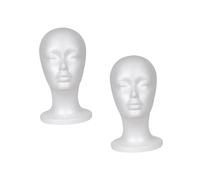 WRITWAA 2pièces Modèle De Tête De Femme Présentoir Pour Perruque Chapeau Écharpe Blanc Support Affichage Mannequin
