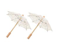 WRITWAA 2pièces Parapluie Dentelle pour Mariage Parasol Décoratif Blanc Parapluie Mariage