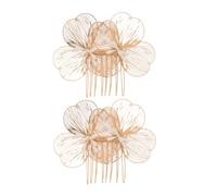 WRITWAA 2pièces Peignes à Cheveux Floraux Dorés Pour Mariée Accessoires De Cheveux Baroques Fait Main Pince à Pour Femmes Et Demoiselles Honneur