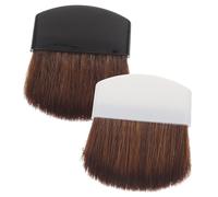 WRITWAA 2pièces Pinceaux De Maquillage Professionnel Pour Blush Et Poudre Doux Et Denses Portable Blanc Et Noir Mini Pinceaux Fond Plat Pour Teint Uniforme Et Application Précise