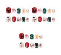 WRITWAA 3 Ensembles Faux Ongles de Noël Courts, Ronds, en Plastique, Style | Application Facile, Tenue Confortable, Éléments Détachables, pour Hiver, Fêtes, Femmes et Filles