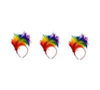 WRITWAA 3 pièces Bandeau Plumes Coloré Femme Accessoire Tête Élégant pour Mariage Fête Carnaval Coiffe et Élastique Unique